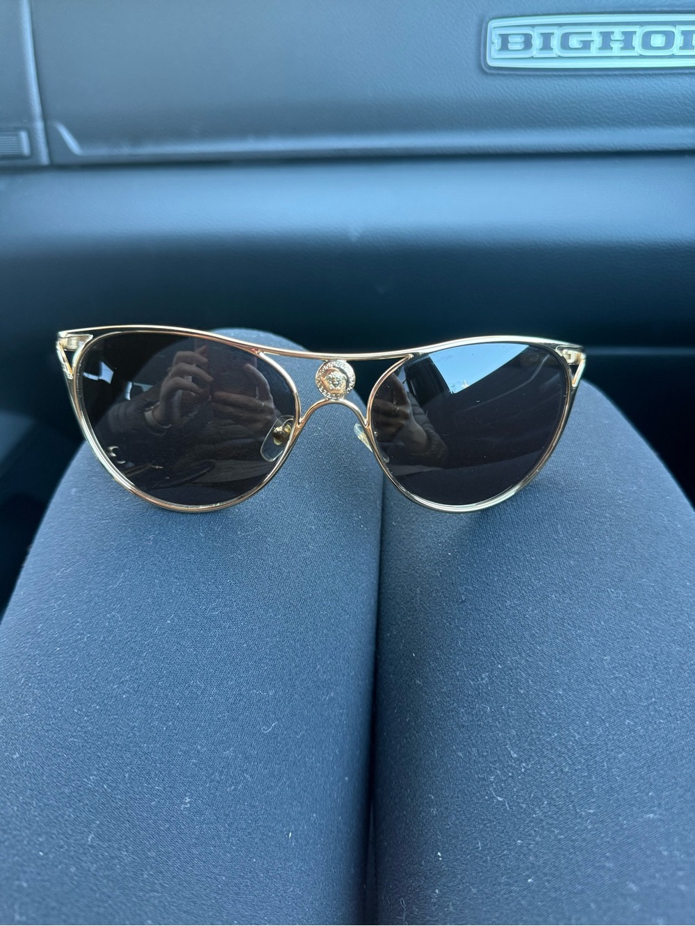 Versace Collection Gold Cat-Eye Sunglasses with Black Lenses